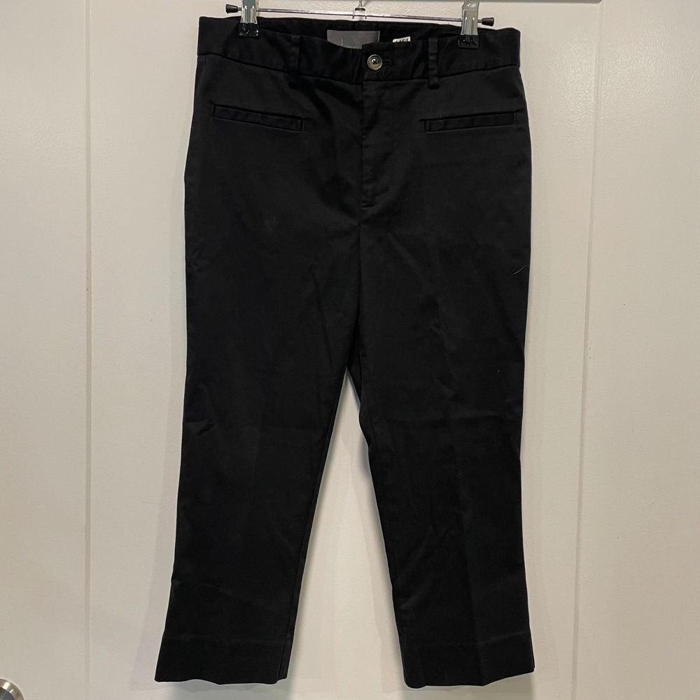 Anthropologie Black Cropped Chino Pants Mid Rise Trousers RN 66170 Size 2